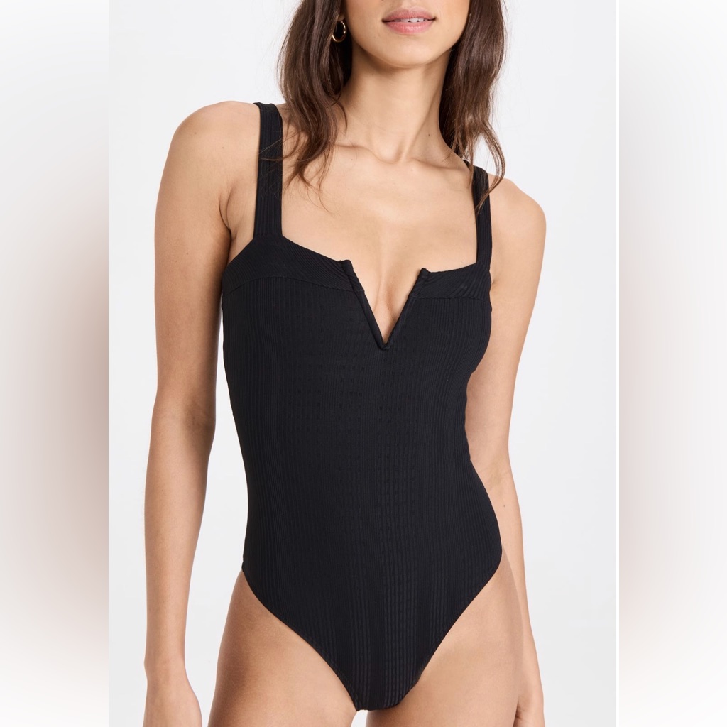 L*Space Pointelle Rib Cha Cha One Piece Swimsuit In Light Black Size 4
